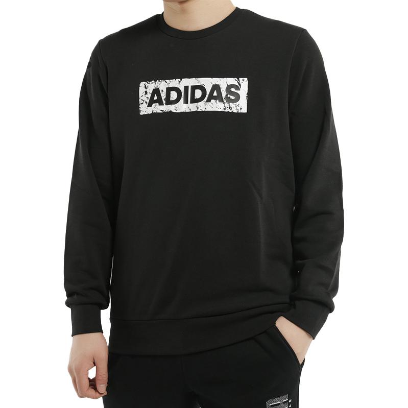 adidas Толстовка с круглым вырезом и логотипом, мужские топы, черный DW4601