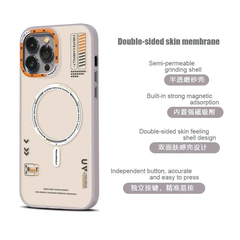 Матовый магнитный чехол для телефона для iPhone 17 16 15 14 13 Pro Max Air Magsafe Беспроводная зарядка Матовый металлический ободок для камеры Крышки кнопок