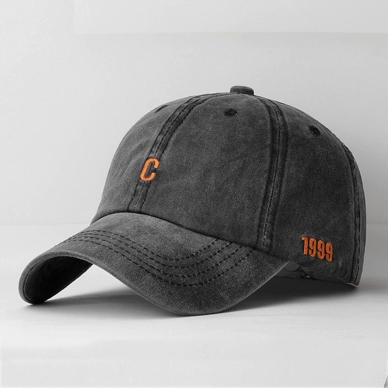Baseball Lettering Alphabet Stitching Embroidered 1999 C Caps For Women Men Fashion Retro Washed Cotton Snapback Cap Summer Sun Hats Casquette Dad