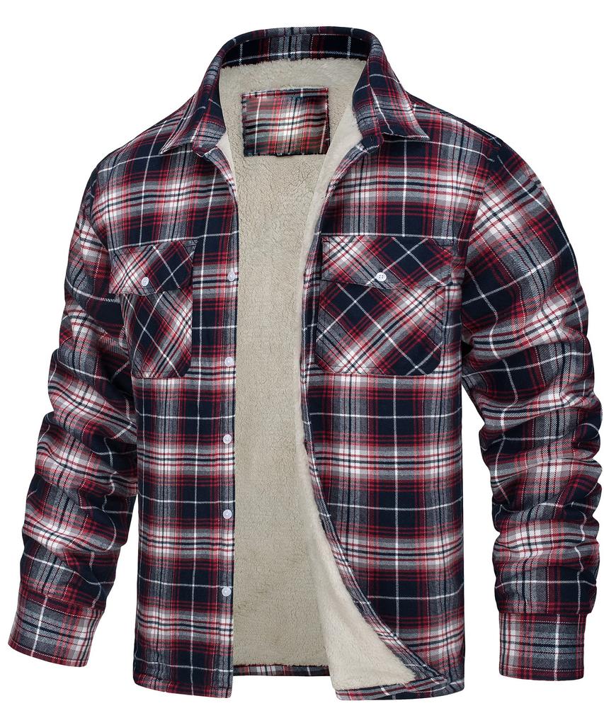Men's Jacket Long-sleeved Lapel Plaid Thick Shirt Men's Jacket