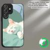 Милый белый цветок кошка Для Samsung S26 S20Ultra S21 Pro S22 Plus S23 FE S24 Ultra S25 Для Magsafe Стекло с бортиком Чехол для телефона