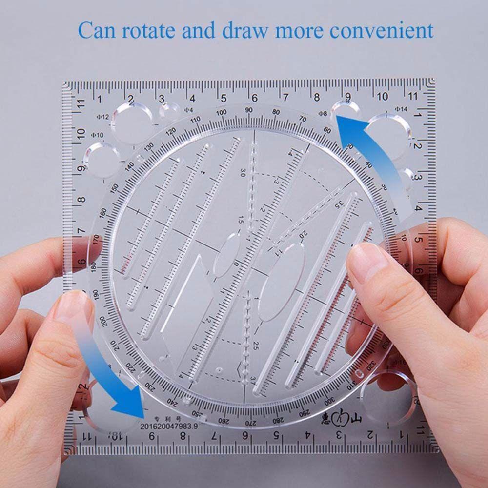 Function Multipurpose Springhall Angle Geometric Drawing Template Circle Maker Drawing Ruler Multifunctional Drawing Ruler