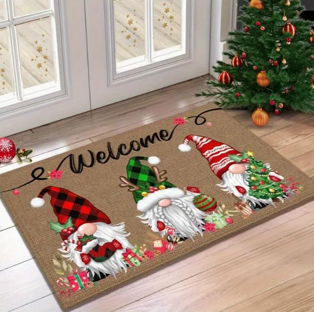 1pc Christmas Dwarf Welcome Door Mat Gingerbread Man Christmas Gift Mat That Perfect for Home and Christmas Decoration Doorways