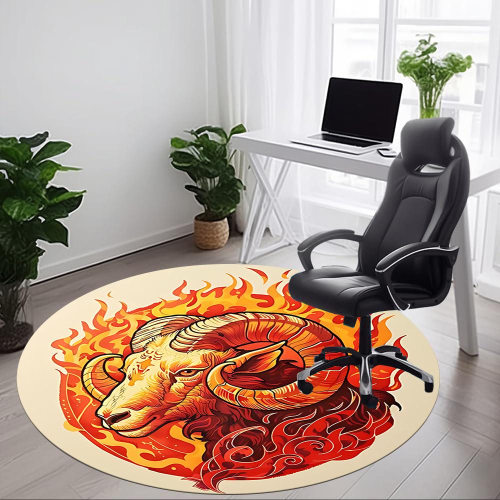 1 шт. Круглый ковер Ram Flames для офиса, Коврик подходит для офиса, Под офисные стулья, Спальни, Гостиной, Домашнего декора, Декора комнаты