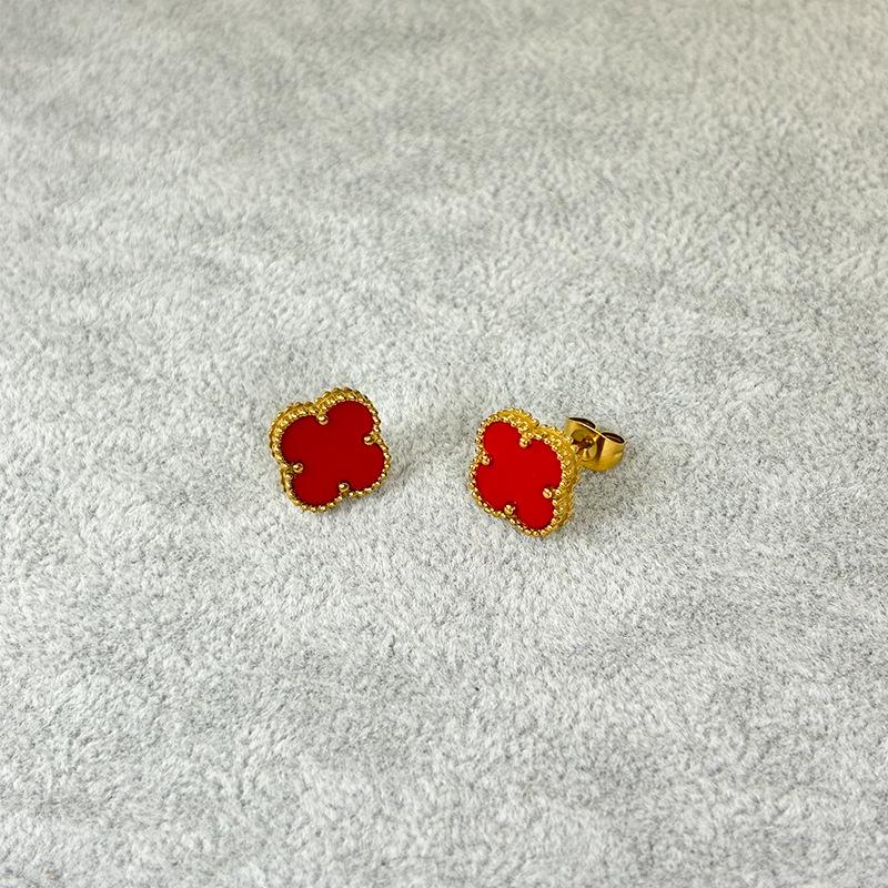 Премиальные серьги Feeling Clover из натуральной ракушки 13 мм, односторонние, простые, роскошные, модные серьги из титановой стали, без потери цвета, женские серьги