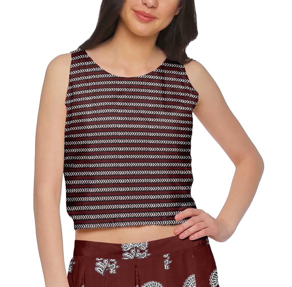 Moomaya Crop Top And Palazzo Set For Girls Printed Santoon Womens Clothing