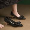 Модная обувь для женщин 2025 с бантом Женская летняя обувь Туфли-лодочки на каблуке Острый носок Высокий каблук Вечерняя Натуральная