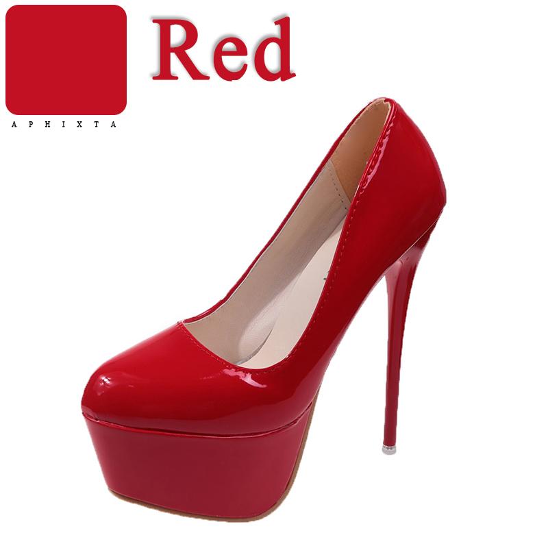 Aphixta Горячая Распродажа 16,5 см Тонкие Каблуки Туфли на Платформе Женские Вечерние Танцевальные Туфли 5,5 см Платформа Супер Высокие Каблуки Туфли