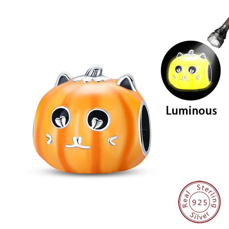 925 Silver Halloween Luminous Skull Little Elf Spider Bat Charms Beads Fit Qikaola 925 Original Bracelets DIY Jewelry