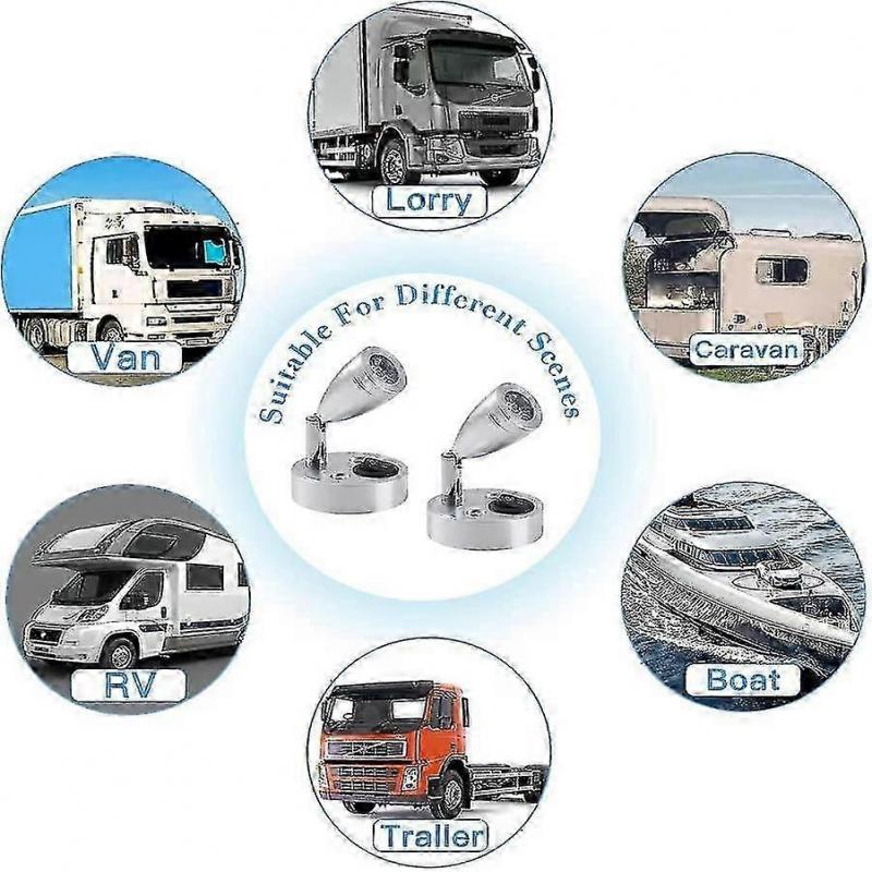 2 шт. 12 В светодиодный точечный светильник для чтения, 3 Вт, внутреннее освещение для автодома, фургона, прицепа, лодки, настенный светильник для прикроватной тумбочки, вращающийся на 180°, теплый свет 3000K