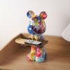 26cm Graffiti Abstract Resin Standing Bear Storage Statue Cute Animal Organizer Desk Decor Holder Gift for Home Office Ornament
