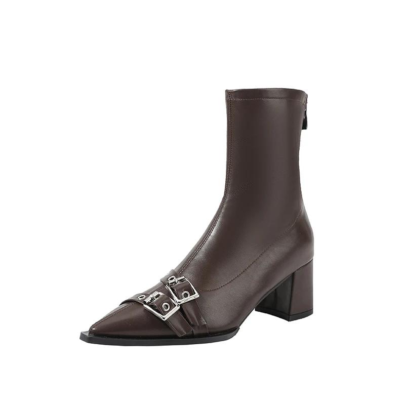 Ботильоны на высоком каблуке женские ботинки челси сексуальные с острым носком дизайнерские туфли новый бренд зима 2024 обувь платье гладиатор женские туфли