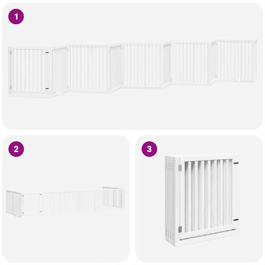 10 Piece Foldable White Dog Gate 800 cm Poplar Wood
