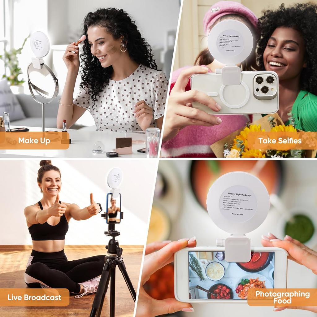 Selfie Light, Clip on Light [Rechargeable], 360°+90° Adjustable 12 Level Brightness Fashionable Portable Phone Selfie Light for Phone, Laptop,