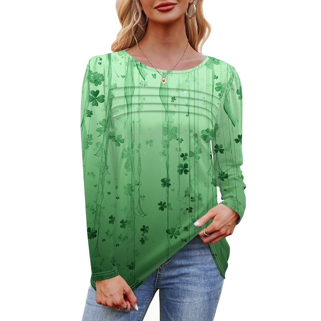 Женский свободный повседневный топ с круглым вырезом и длинными рукавами, модный топ