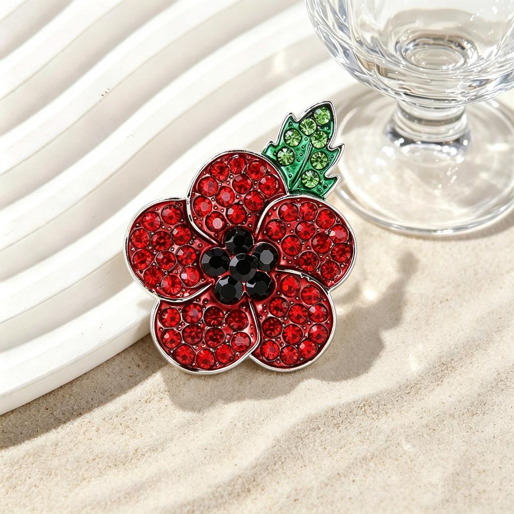 Модная Брошь-цветок Мака с Rhinestone в виде капли масла, Брошь в стиле High-end, Персонализированная Женская Булавка