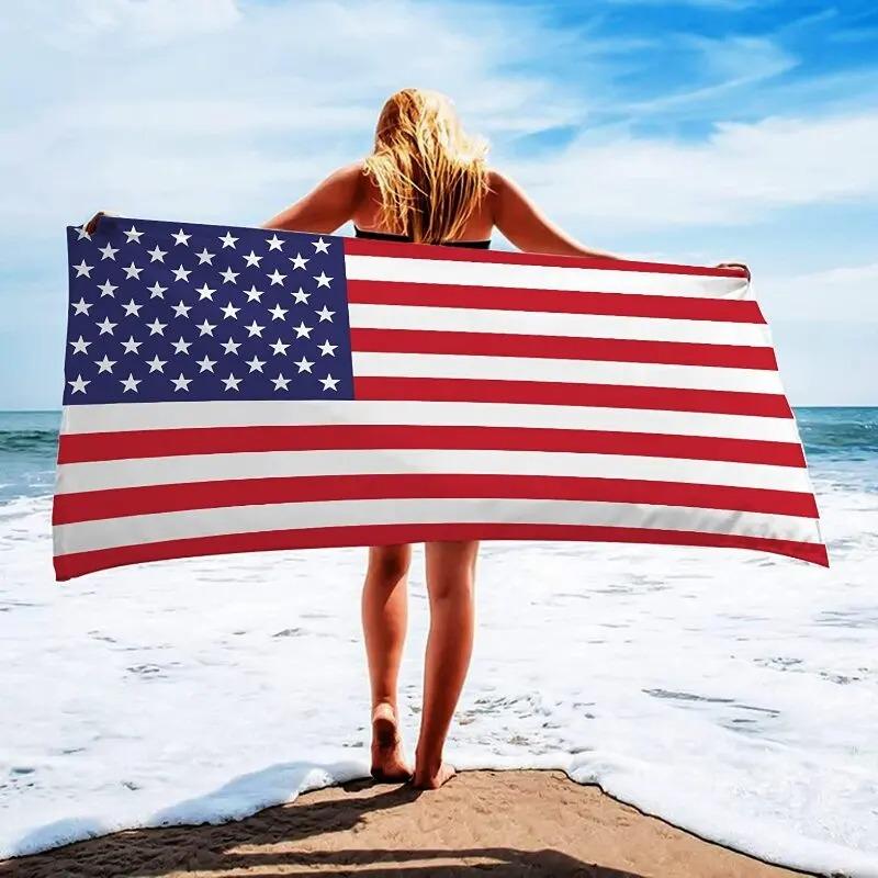 Пляжное полотенце быстросохнущее без песка большое с флагом США полотенце для ванны для взрослых бассейн дорожный коврик летний отпуск одеяло