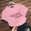 TXNew The Vampire Diaries Graphic Print T-shirt  Women's Personalized Creative Round Neck Short Sleeve Shirt