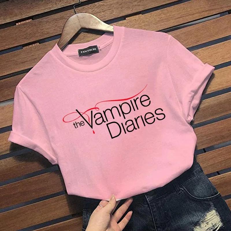 TXNew The Vampire Diaries Graphic Print T-shirt Women's Personalized Creative Round Neck Short Sleeve Shirt
