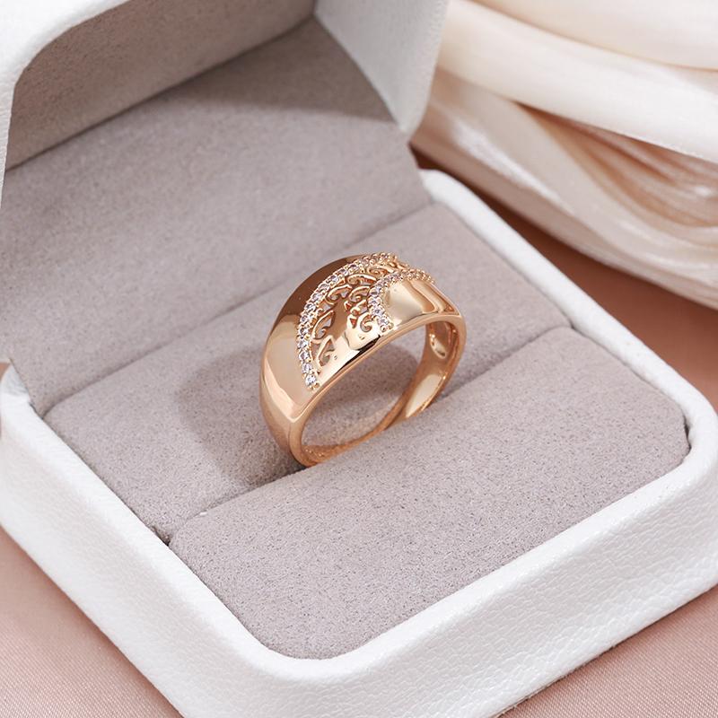 Kinel Glossy Rose Gold Color Rings For Women Big Size Luxury Rings