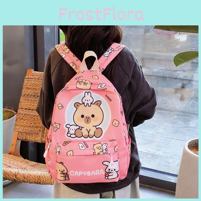 Adorable Capybara Pattern Kids Backpack With Comfortable Arc Shoulder Straps For School