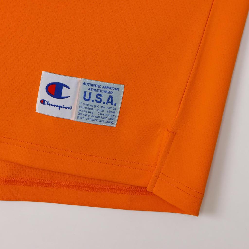 Футболка баскетбольная CAGERS с длинным рукавом и круглым вырезом DRYSAVER с резиновым принтом, оранжевая [Champion], футболка C3-AB451 для мужчин