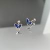 Blue Drop Glaze Butterfly Earrings for Women's Simple Niche Forest Series New Style Versatile