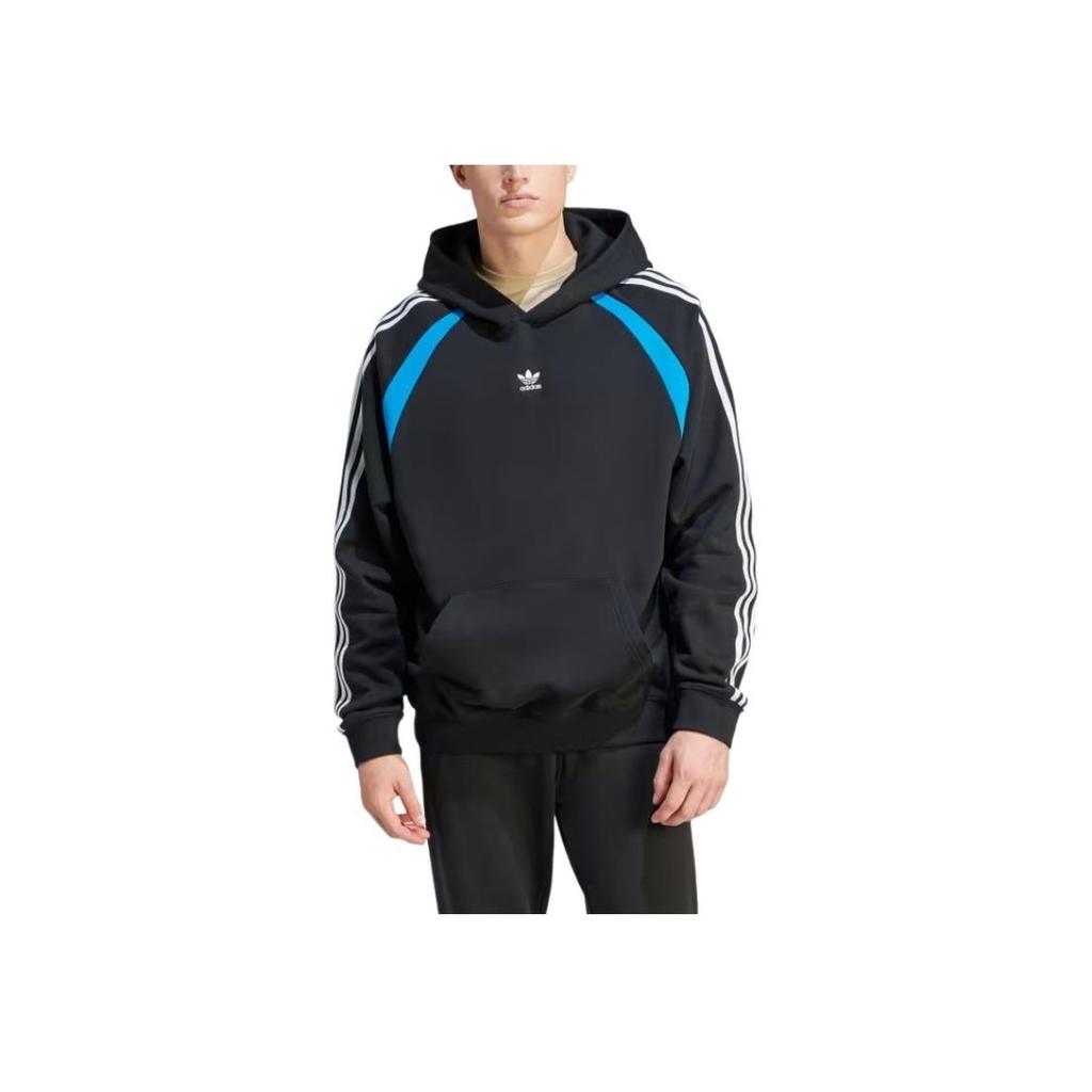 Adidas Оригинальные цветные блоки повседневные толстовки с длинным рукавом мужские топы черные IW3648