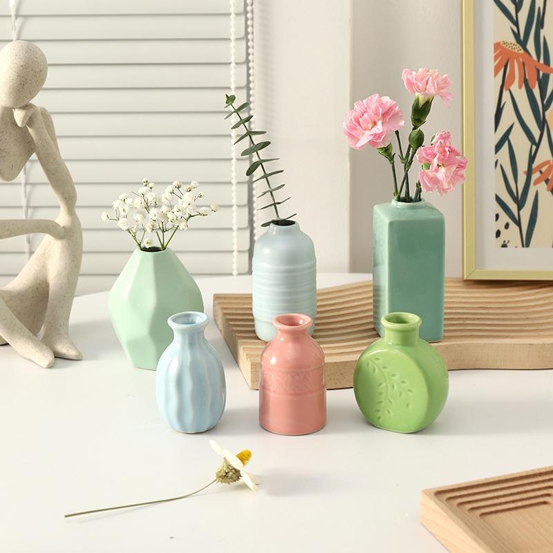 Aesthetic Flower Vases Mini Ceramics Vase Flower Arrangement Vase Nordic Flower Bottle Desktop Ceramic Plant Pot Home Decor