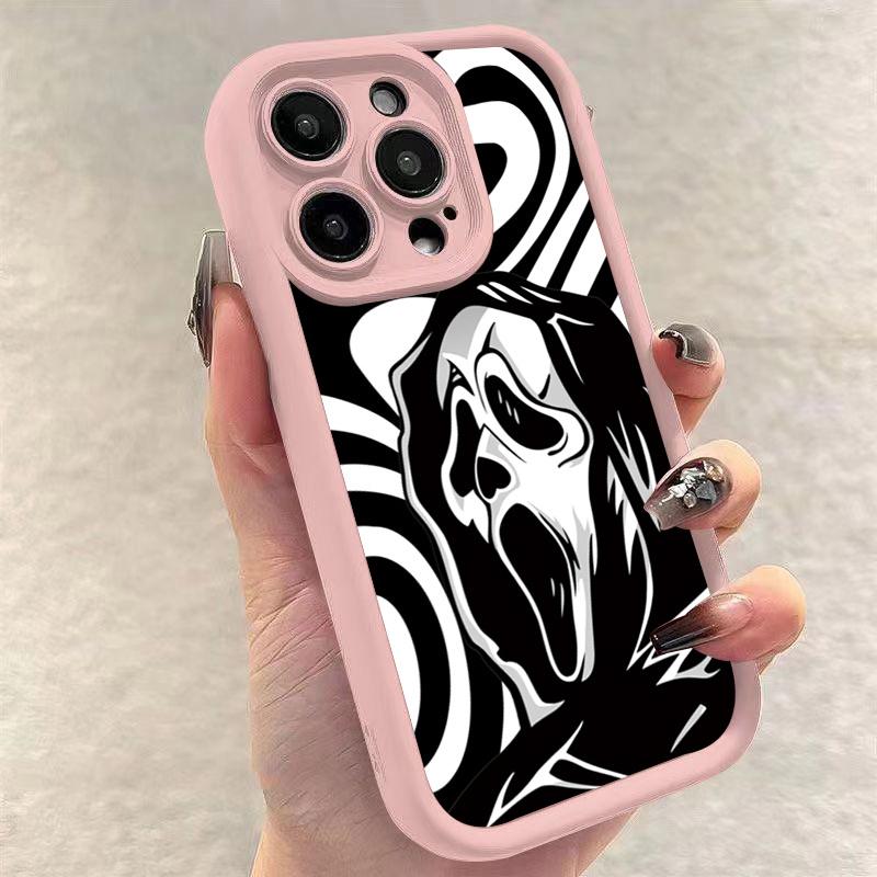 Модный Чехол Для Телефона С Принтом Черепа Для iPhone 16 15 14 13 12 11 Pro Max XS X XR 7 8 SE Утолщенный Силиконовый Мягкий Задний Чехол