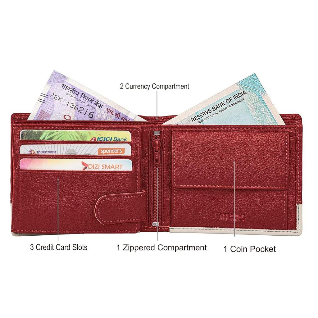 Сиэтл красный/песочный кожаный кошелек для мужчин