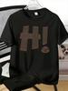 Unisexs Tee Striped Hi Letter Happiness Text Print Cotton Short Sleeve Male Casual Streetwear Outdoor Daily Basic Fashion Top