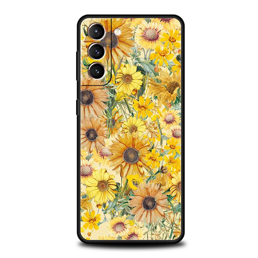 Летний Цветочный Чехол с Ромашками и Подсолнухами для Samsung Galaxy S24 S23 S22 S20 S21 FE Ultra S24 S23 S10 S10E S9 Plus