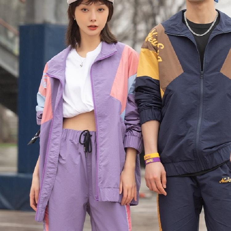 New Era Логотип Color Block Куртка с длинным рукавом и воротником-стойкой Унисекс куртки Фиолетовый 12877369