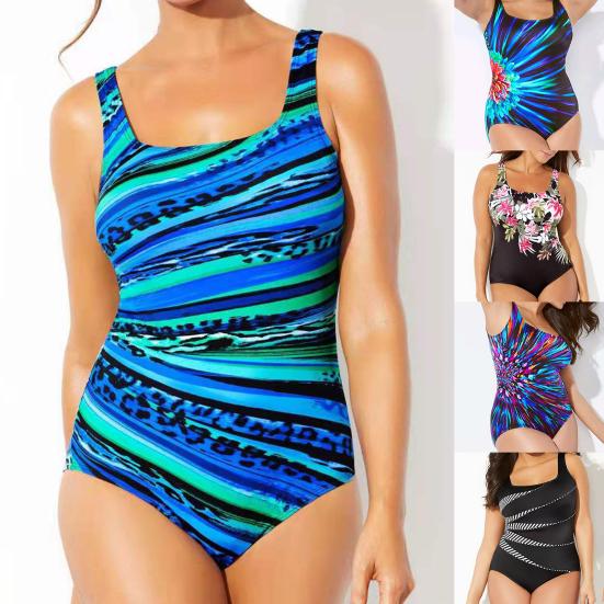 Summer Size Women Push Plus Up Swimsuit Striped Printed Bodycon Bathing Suit One Pieces Swimsuits