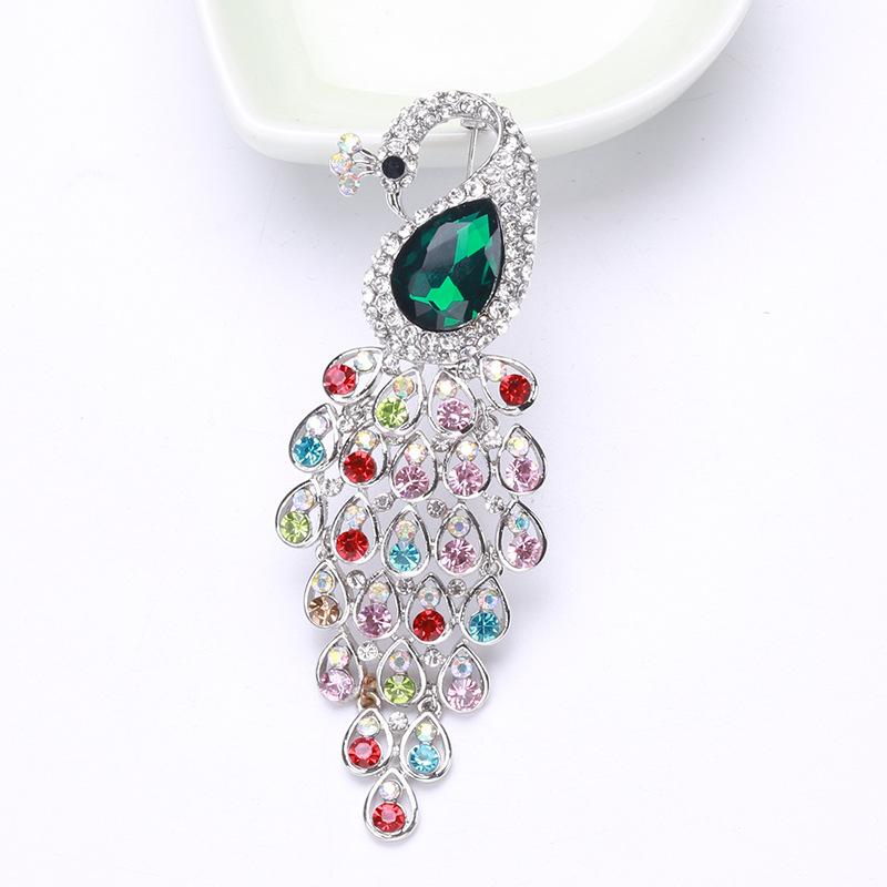 Антибликовая булавка для корсажа, высококачественная брошь в виде павлина со стразами, аксессуары для одежды в стиле ретро