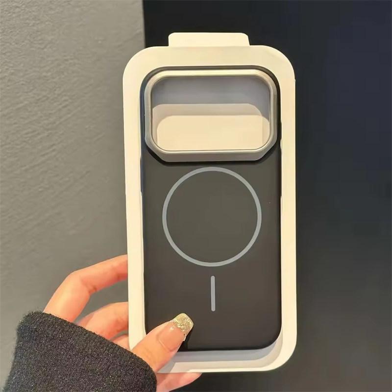 Matte Hard PC Magnetic Phone Case For iPhone 17 Air 16 15 14 13 12 11 Pro Max Plus For Magsafe Blade Lens Shockproof Armor Cover