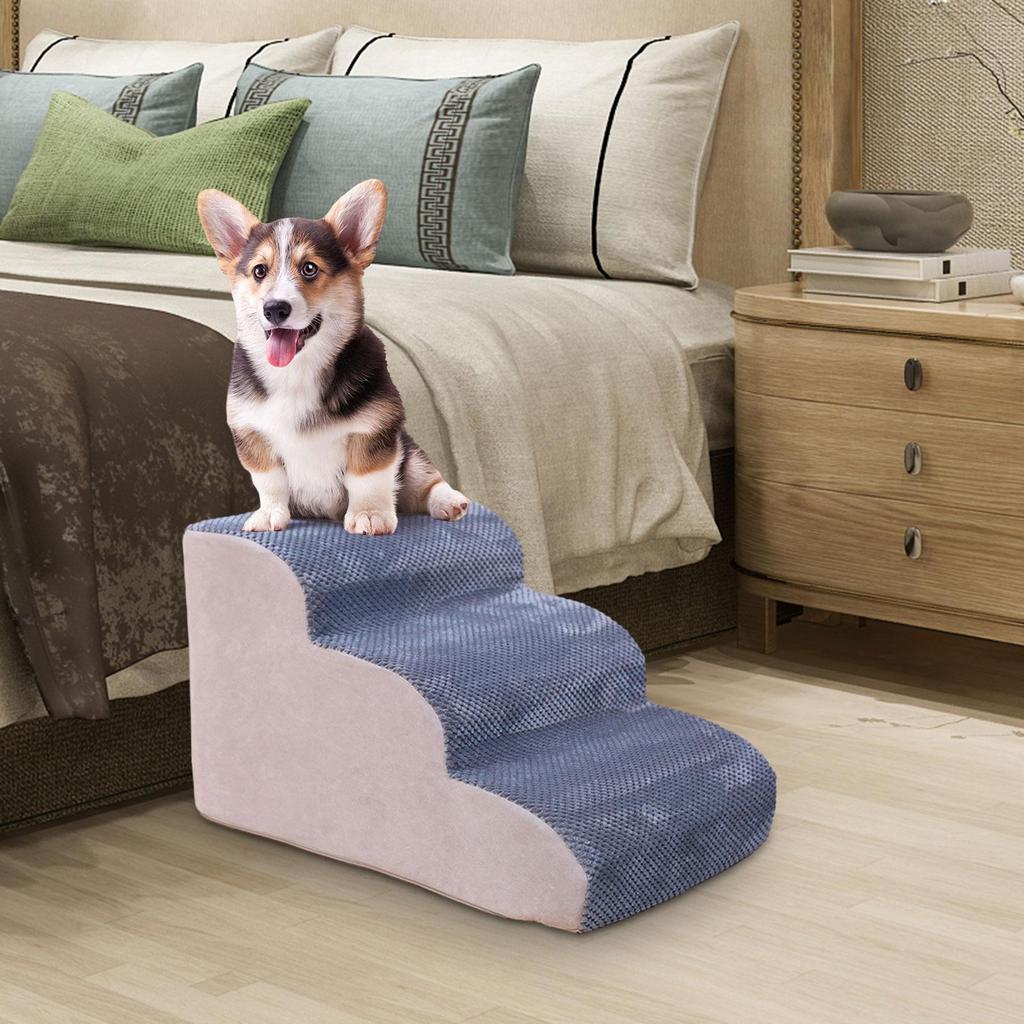 3 Steps Dog Stairs Cat Ladder Non Slip Portable Soft Removable Cover Breathable Puppy Ramp