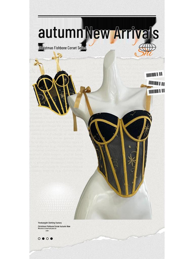 Праздничный вышитый утягивающий корсет на косточках - Дизайн для формирования тела и поддержки груди