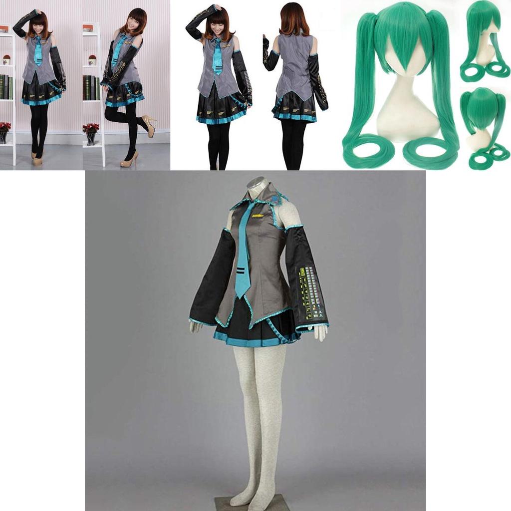 Изысканный костюм для косплея Hatsune Miku Vocaloid, парик, топы, платье, галстук, полный наряд