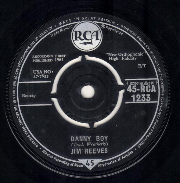 7-дюймовая пластинка ДЖИМ РИВЗ - Дэнни Бой / Метель 45RCA1233 RCA 1961 Великобритания Поп Б/У