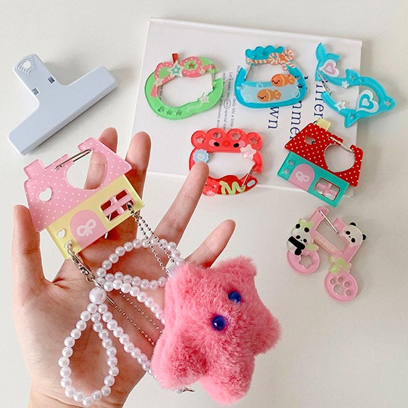 Акриловый мультяшный держатель для брелока в стиле инс, декор в форме дома, музыкальной ноты, яблока, для подвески на сумку, крючок для DIY, подвеска для ключей