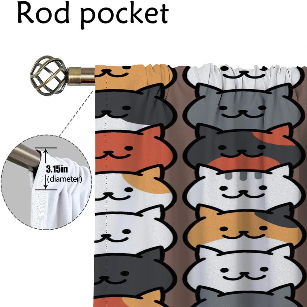 Cute Illustration Blackout Curtains for Living Room Window Curtain Shades Partition Tulle for Bedroom Curtains 2 Pieces Kitchen