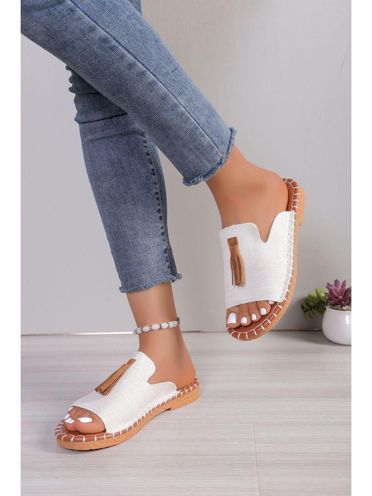 2024 Women's Tassel Flat Sandals: Leopard Print, Size 40-43, European & American Style