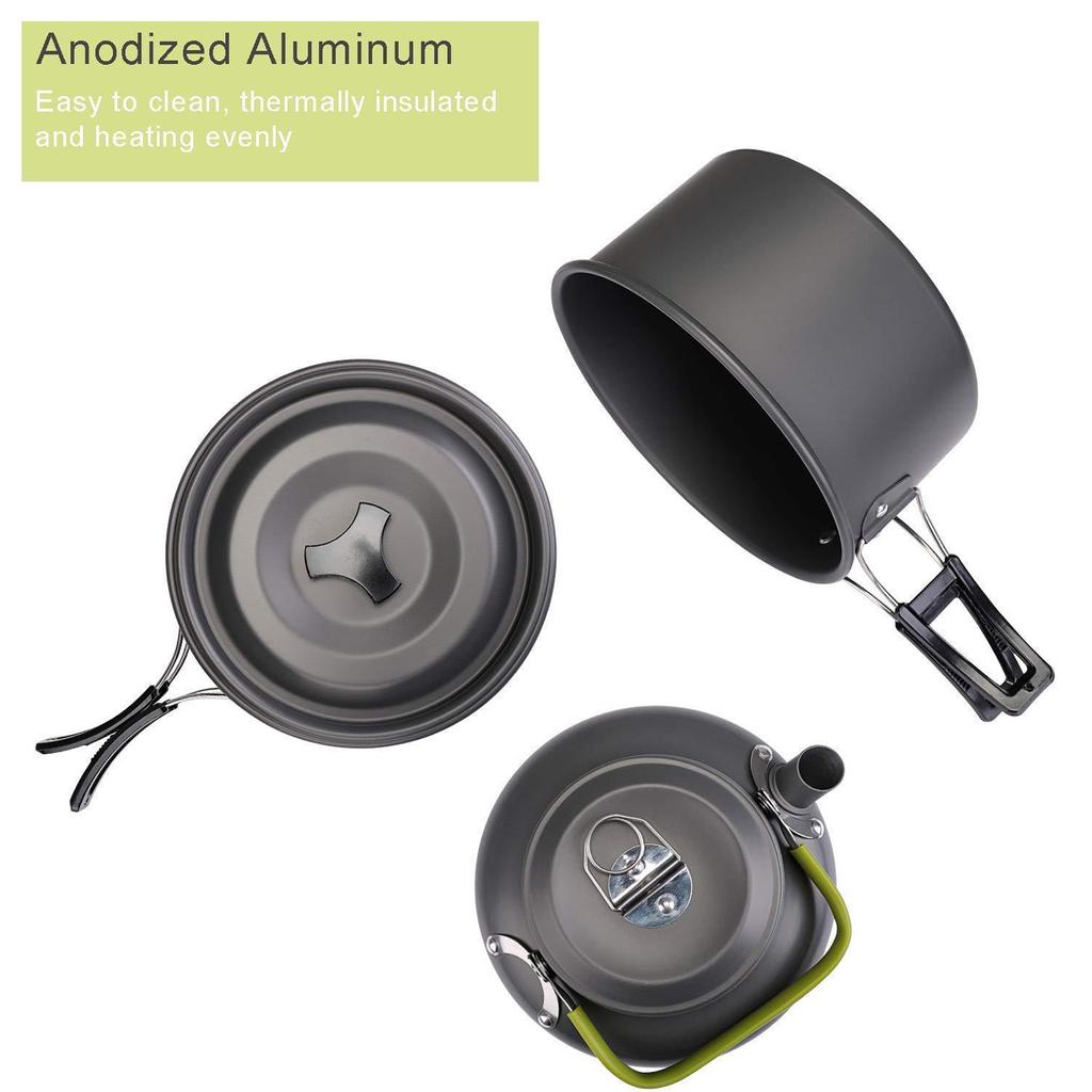 Набор походной посуды, оборудование для приготовления пищи на открытом воздухе для кемпинга, походов и пикников для 2 человек, все в