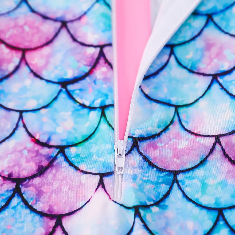 Купальник для маленьких девочек, цельный купальник с длинными рукавами, купальный костюм русалки с рыбьей чешуей, купальный костюм для маленьких девочек, пляжный рашгард