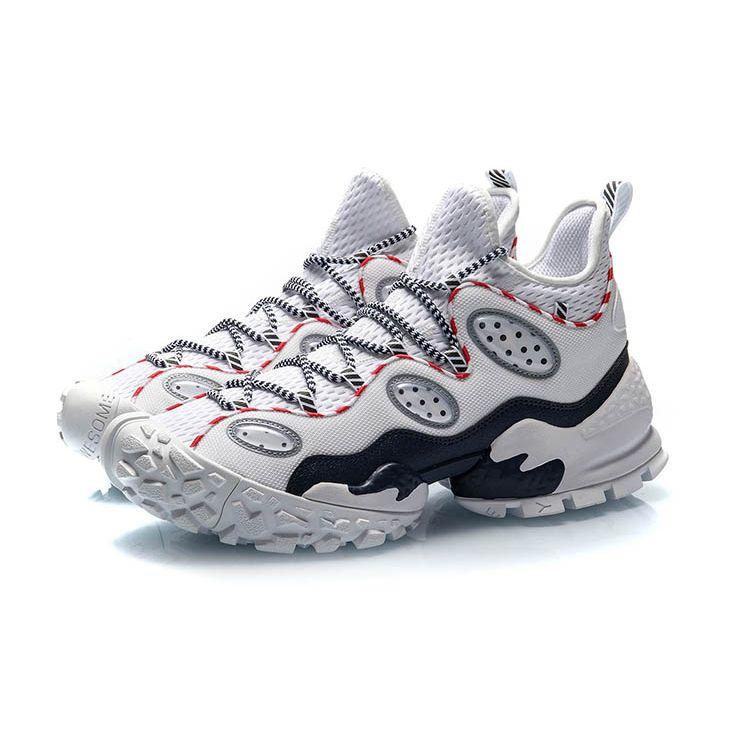 Кроссовки для баскетбола в стиле ретро LiNing Countflow Monster Eye Mid Durable Breathable Retro Basketball Shoes Men sneakers White Red AGLP135-3