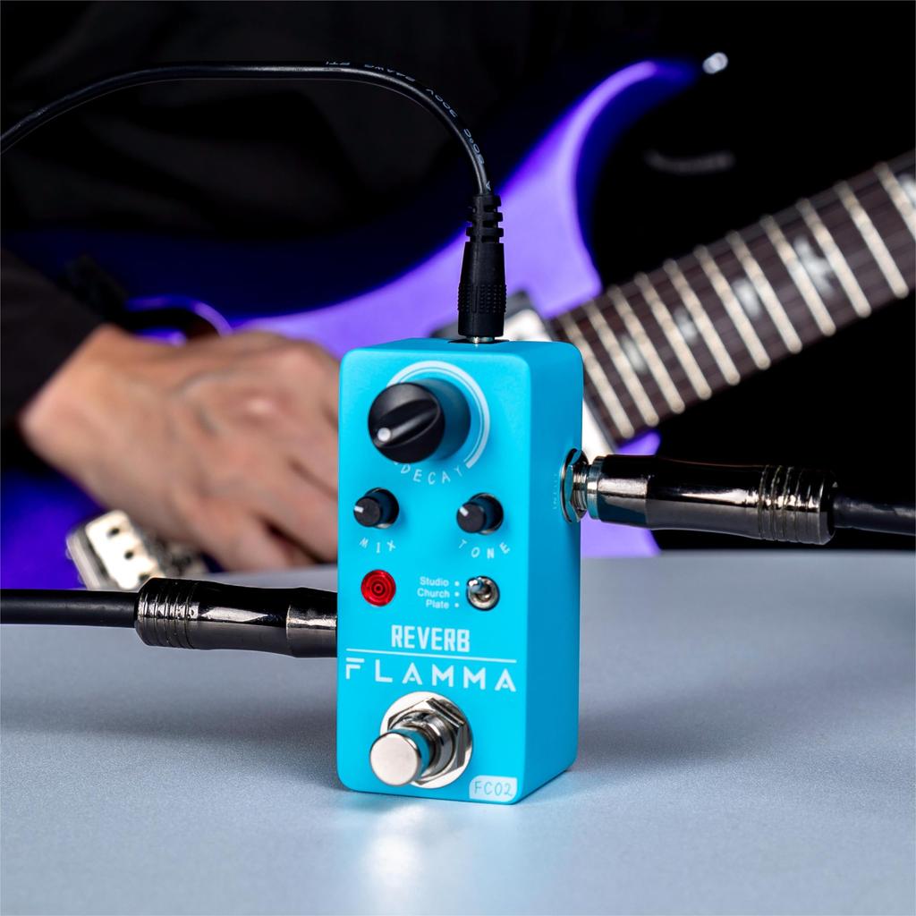 FLAMMA FC02 Mini Reverb Pedal Digital Guitar Pedal 3 Reverb Effect Church Plate Studio with True Bypass