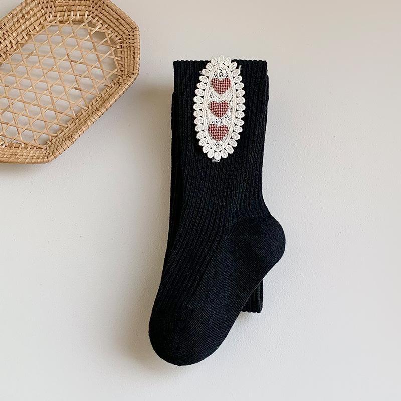 Warm Knitted Girls Pantyhose Spring Autumn Cotton Baby Tights Heart Flower Girls Leggings Kids Children Tights