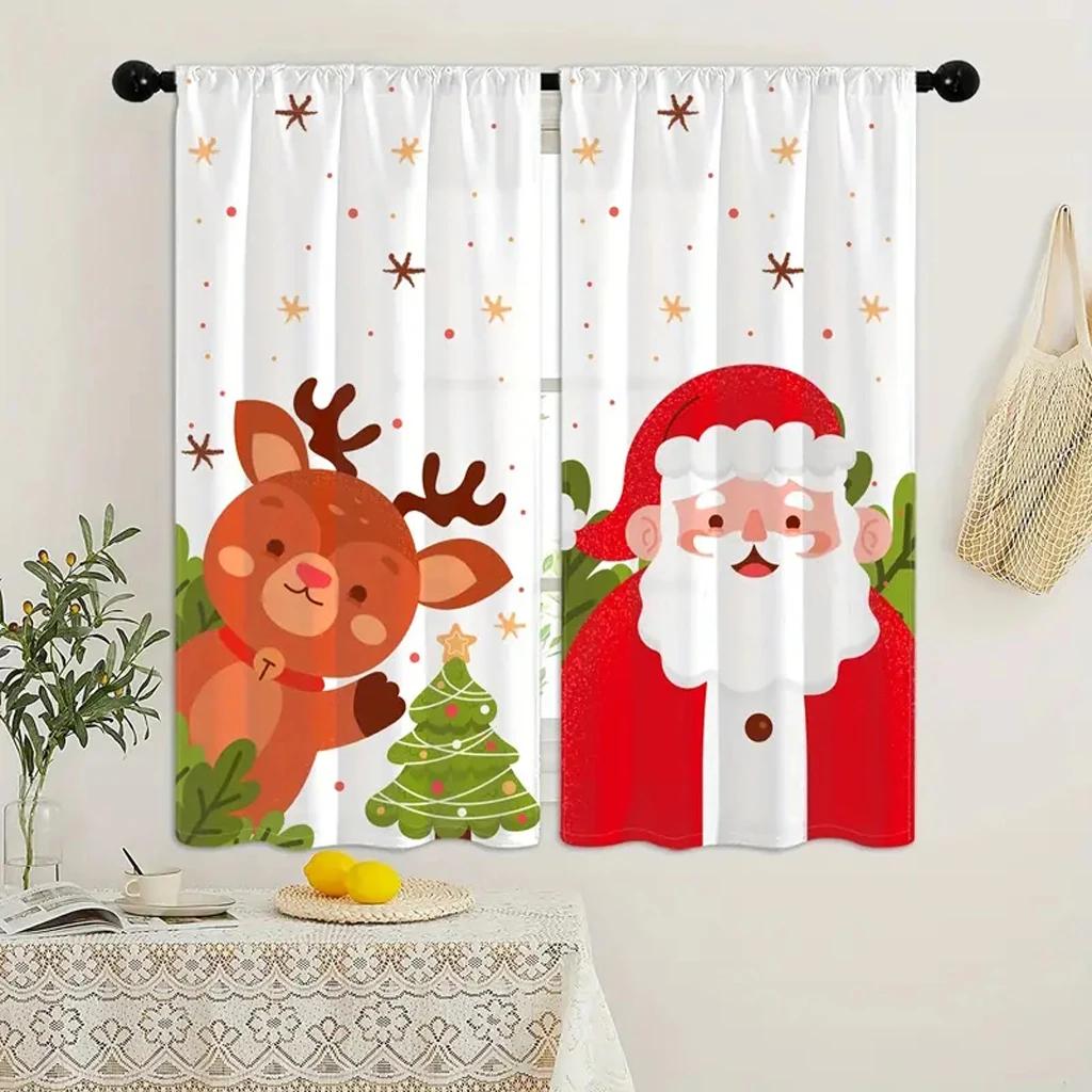 3D Digital Print Curtains With Christmas Tree Snow for Boys Nursery Bedroom Kids Curtains Panels Drapes for Living Room Bedroom
